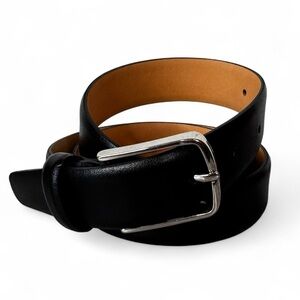 Zara Black Faux Leather Belt with Silver Buckle